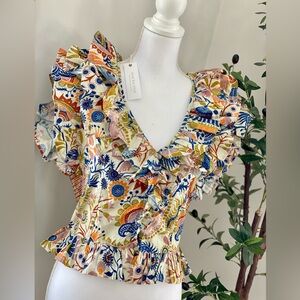 LOVE THE LABEL |Maxine Top| Molly Ivory Print. Size Large